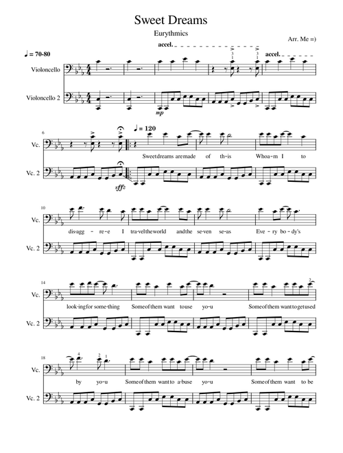 Sweet Dreams (Are Made of This) – Eurythmics Sweet Dreams (Are Made of This) Cello Duet - Eurythmics