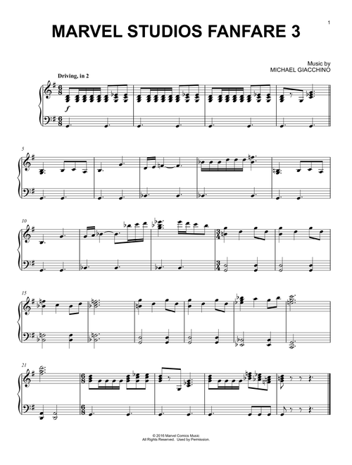 Marvel Studios Fanfare 3 - Michael Giacchino (Piano Solo)