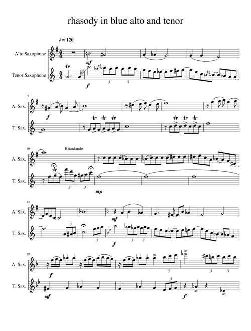 Rhapsody in blue alto and tenor duet