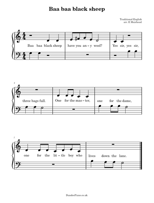 Nursery Rhymes and Children's Tunes sheet music by dundeepiano