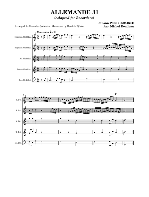 Pezel Johann 1639-1694 Baroque suites of dances, arranged for