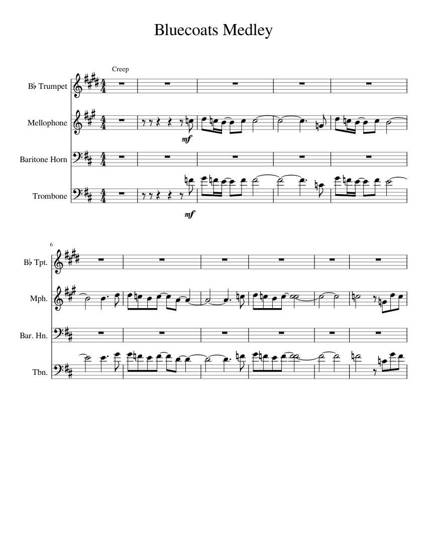 Bluecoats Medley Sheet music for Trombone, Mellophone, Trumpet in b