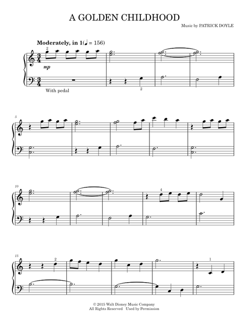 A Golden Childhood - Patrick Doyle (Easy Piano)