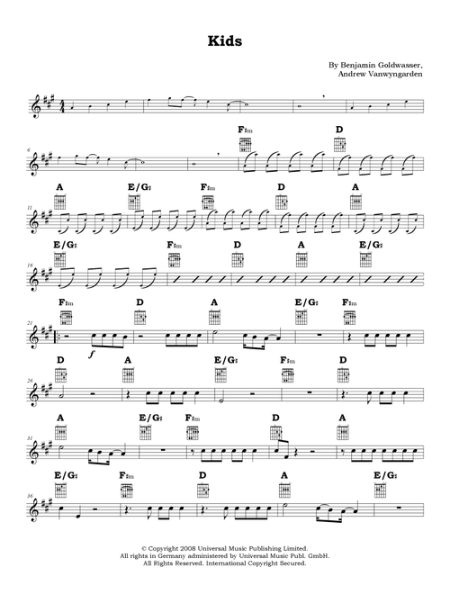 Kids (Arr. Isabel Oliveira Hill) - MGMT (Guitar Tab with Voice)