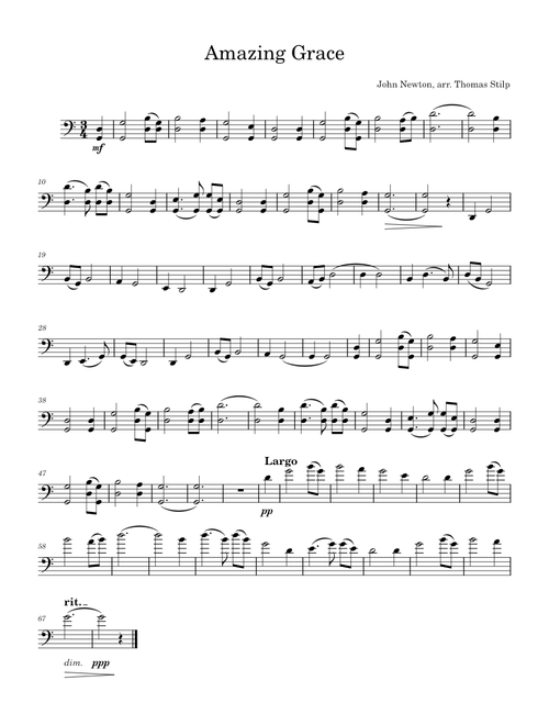 Amazing Grace – John Newton Amazing Grace - High Ending - Intermediate