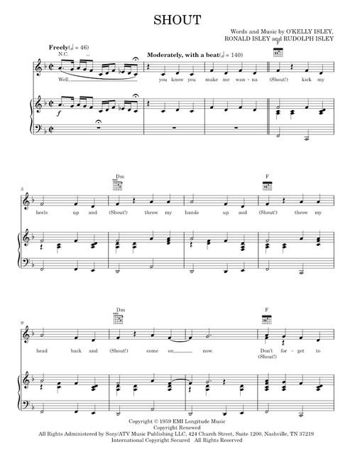 Shout - Billy Joel, The Isley Brothers (Piano-Vocal-Guitar)