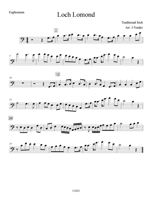 Loch Lomond (Solo Euphonium with Piano Accompaniment) (Arr. Jerremy Fender) - Traditional (Euphonium and Piano)