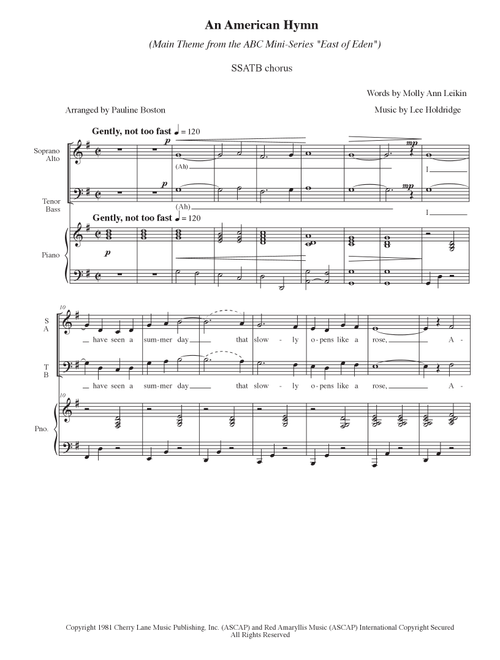 An American Hymn (Arr. Pauline Boston) - Molly Ann Leiken, Lee Holdridge (Choral, SATB divisi)