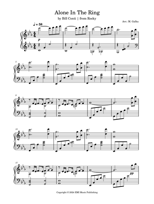 Alone In The Ring (Arr. M. Galka) - Bill Conti (Piano Solo)