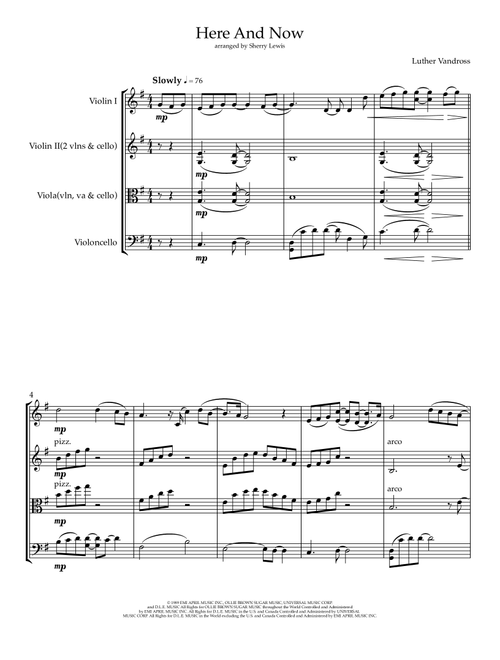 Here And Now (Arr. Sherry Lewis) - Luther Vandross (String Ensemble)