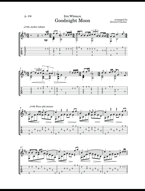 Goodnight Moon (arr. Gerard Cousins) - Eric Whitacre (Solo Guitar)