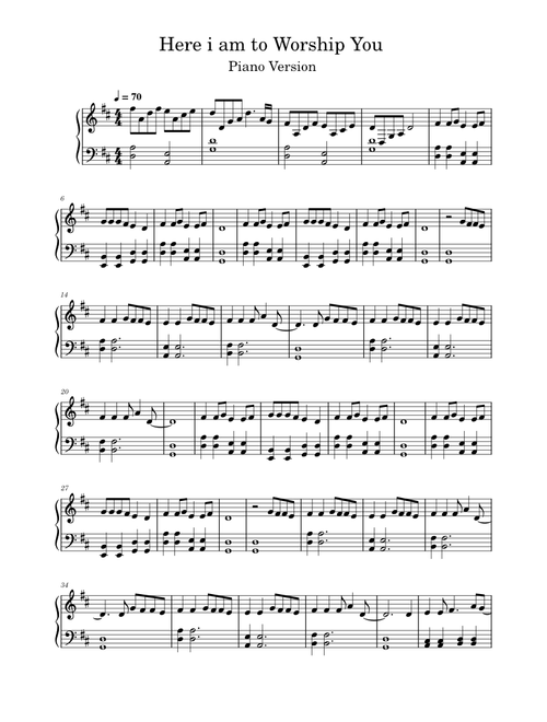 Here I Am To Worship – Hillsong Worship - Piano Version