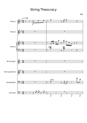 String Theocracy Sheet Music for Piano, Saxophone alto, Trumpet in b ...