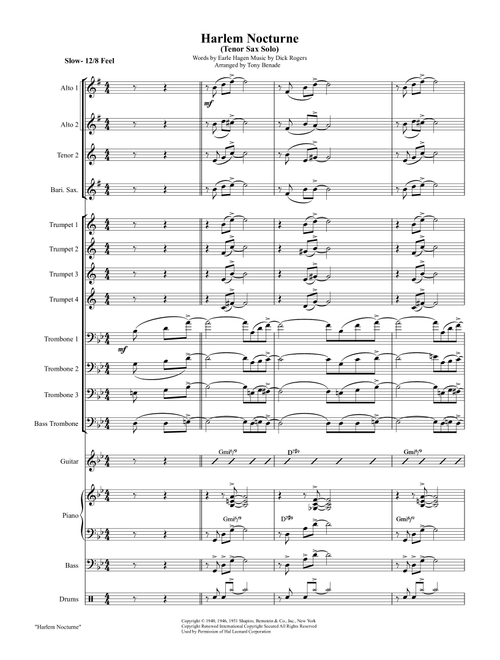 Harlem Nocturne (Arr. Tony Benade) - Earle Hagen (Large Ensemble)