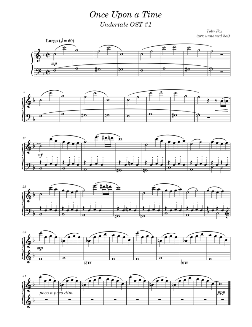 Undertale OST Toby Fox Once Upon a Time Piano solo