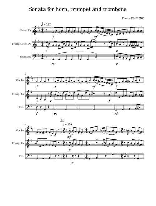Sonata for Horn, Trumpet and Trombone, FP 33a – Francis Poulenc Sonata for horn, trumpet and trombone