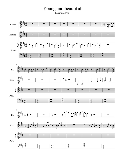 Young and beautiful - Violin, Flute, Piano