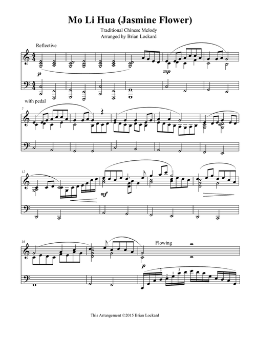 Mo Li Hua(Jasmine Flower) Piano Solo (Arr. Brian Lockard) - Traditional (Piano Solo)
