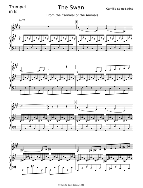 Saint-Saens – The Swan - Trumpet & Piano