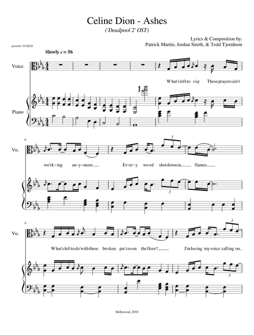[MuseScore] Celine Dion - Ashes (Deadpool 2 OST)
