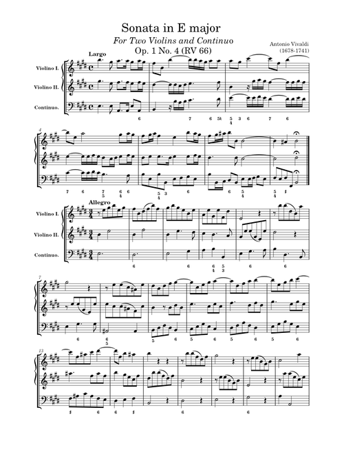 Trio Sonata in E major, Op. 1 No. 4, RV 66 – Antonio Vivaldi