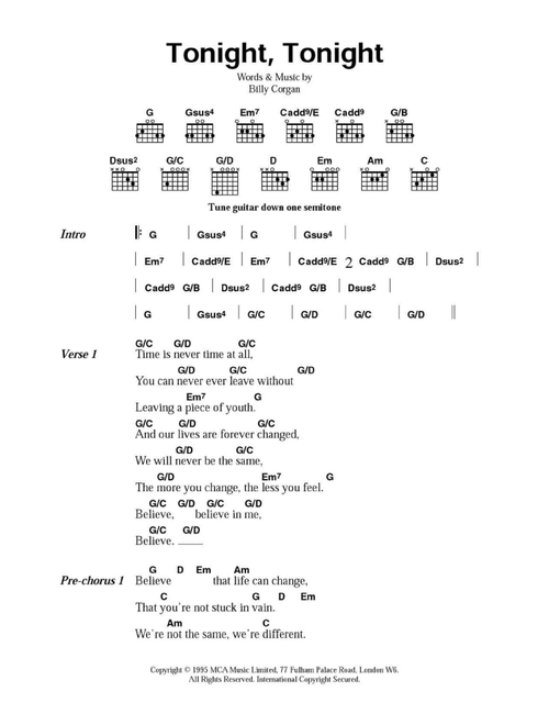 Tonight, Tonight - The Smashing Pumpkins (Guitar Chords-Lyrics)