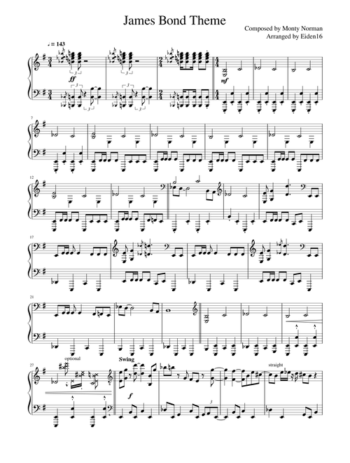 James Bond Theme - Piano