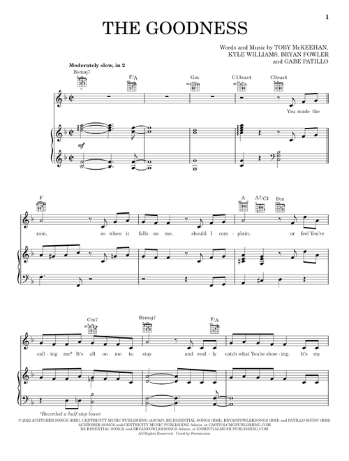 The Goodness (feat. Blessing Offor) - tobyMac (Piano-Vocal-Guitar)