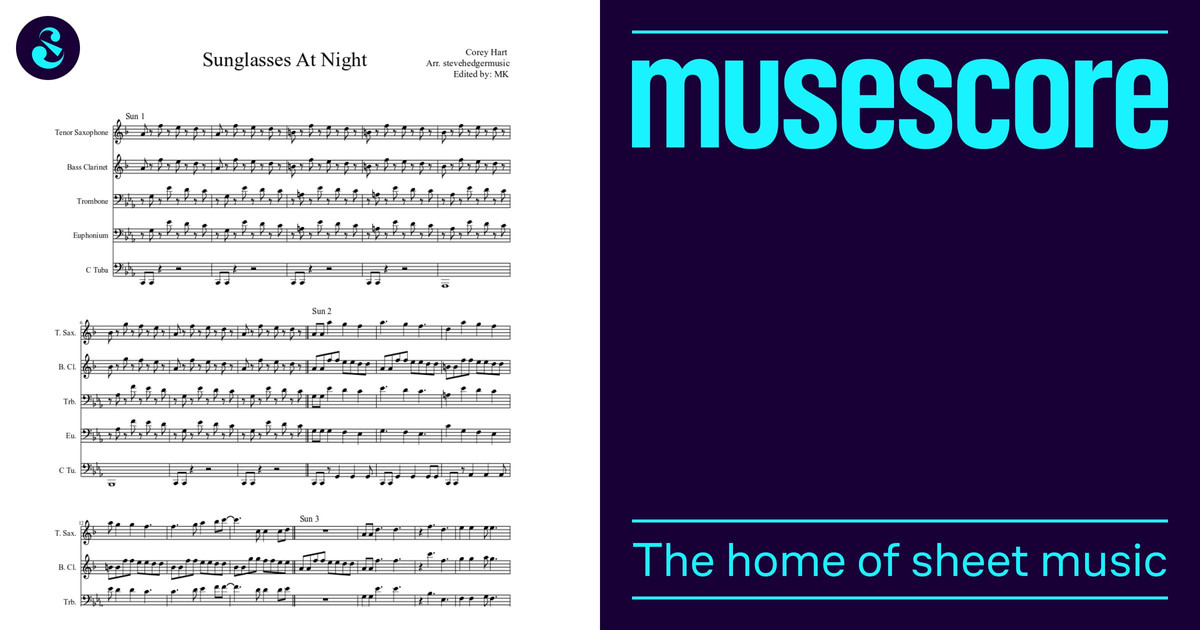 TJMC Sunglasses At Night Sheet music for Trombone Tuba Brass Duet Musescore