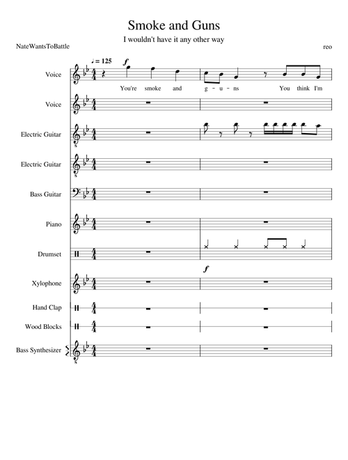 Smoke and Guns - NateWantsToBattle Instrumental (Custom Transcription)