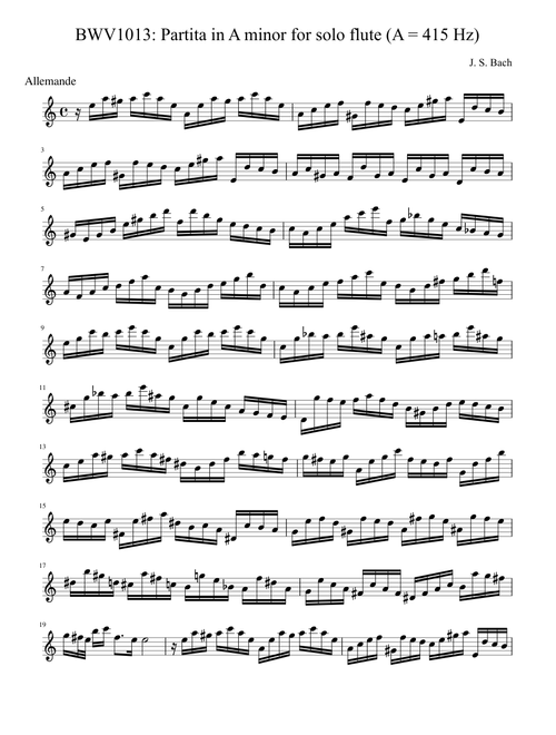 BWV 1013 Partita in A minor for solo flute