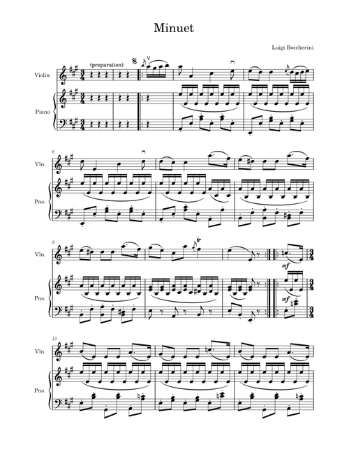 Minuetto – Luigi Boccherini, Violin and Piano