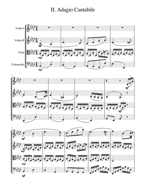 Piano Sonata No. 8 (Pathetique), Mvt. 2 - Beethoven arr. for string quartet by S. Garcia