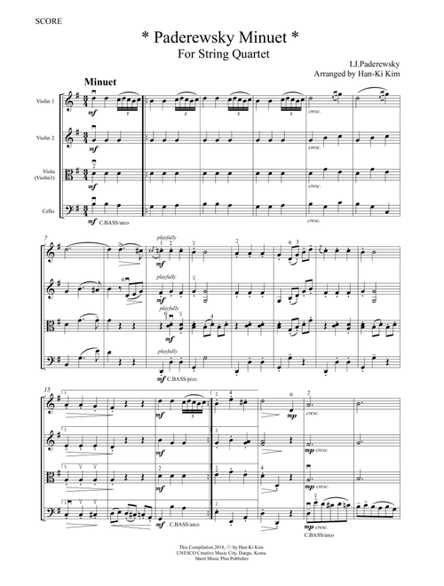Paderewsky Minuet (For String Quartet) (Arr. Han-Ki Kim) - I.J.Paderewsky (String Quartet)