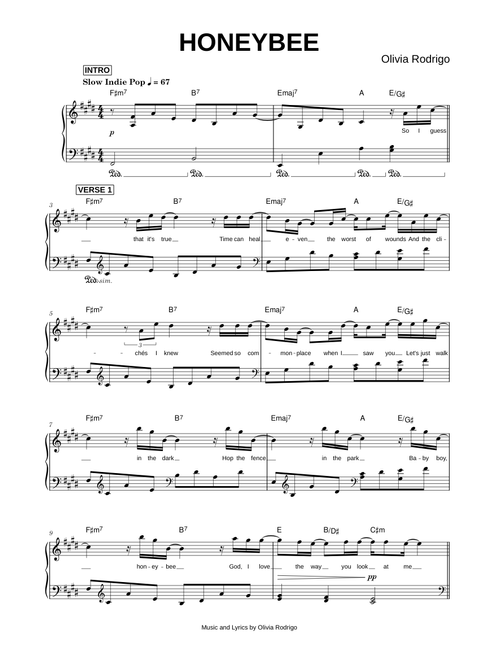 Honeybee - Olivia Rodrigo (Piano)