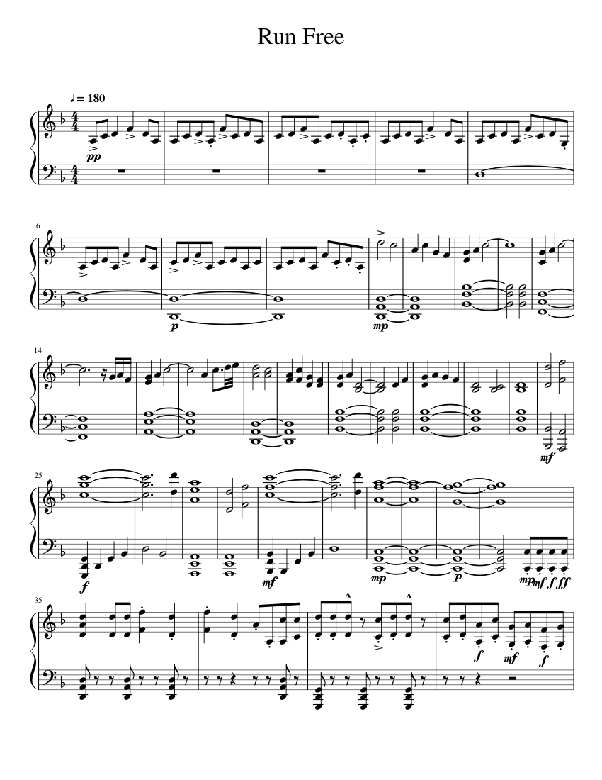 Two Steps From Hell - Run Free (Piano) Sheet Music for Piano (Solo