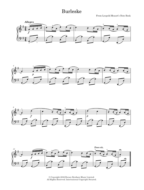Burleske - Leopold Mozart (Easy Piano)