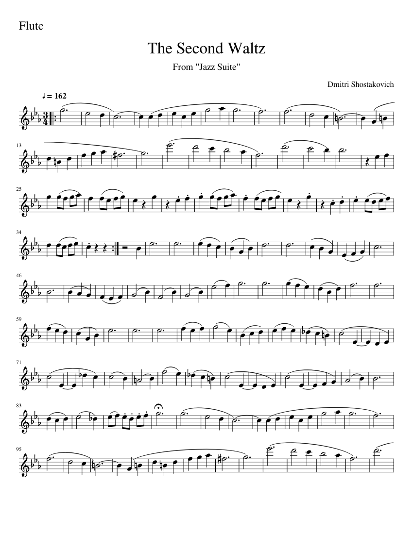 The Second Waltz Flute Solo Sheet Music For Flute Solo 