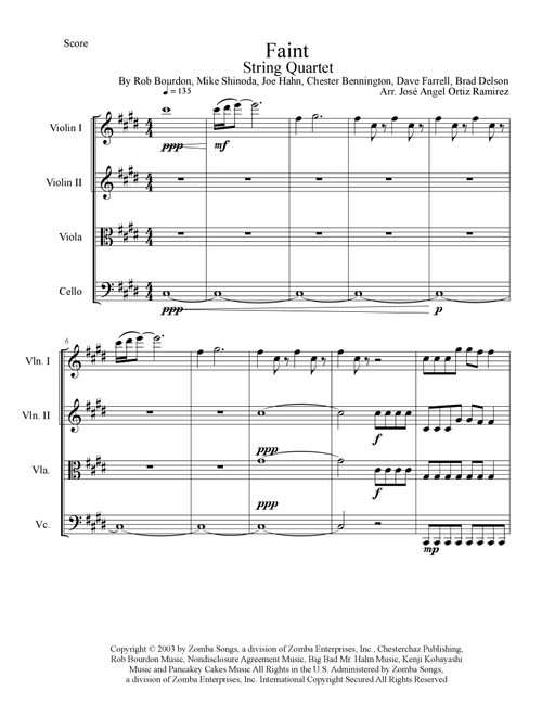 Faint (Arr. José angel Ortiz ramirez) - Linkin Park (String Quartet)