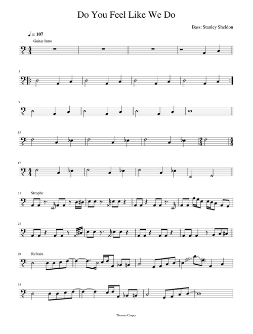 Do You Feel Like We Do - Bass Transkription (Beginning)