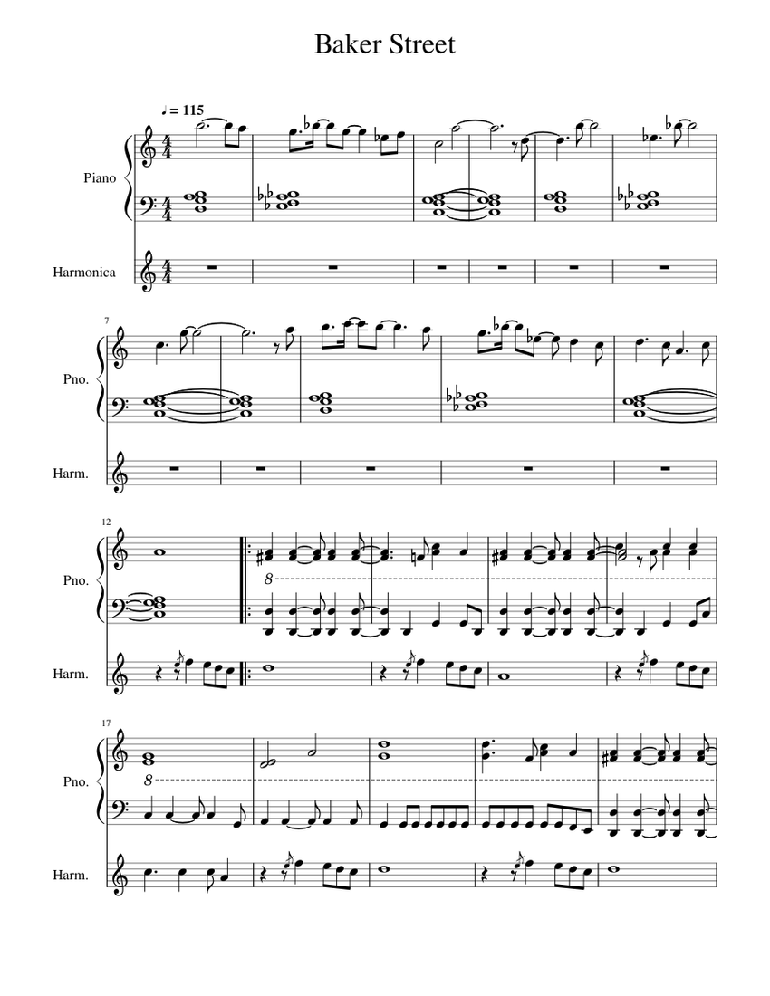 Baker Street Sheet music for Piano Harmonica Solo Musescore