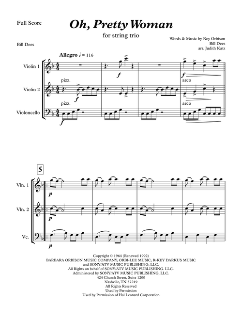 Oh, Pretty Woman (Arr. Judith Katz) - Roy Orbison (String Ensemble)