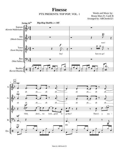 Finesse | Pentatonix [Full Sheet Music/Transcription]