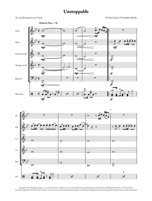 Unstoppable (Arr. Jhonatan Lucio Viana) - Sia (Small Ensemble)