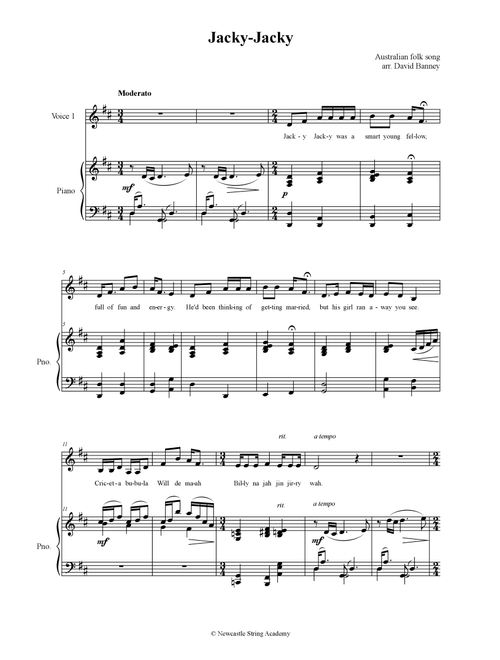 Jacky-Jacky - David Banney (Choral, SA)