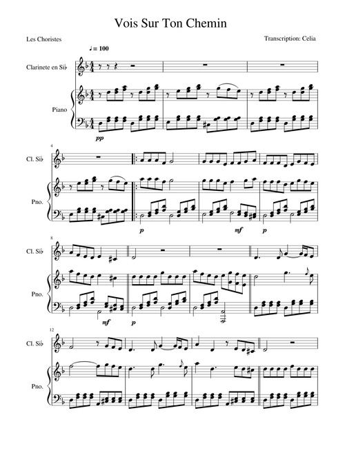 Vois sur ton chemin (Piano-Clarinet)