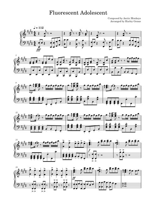 Fluorescent Adolescent - Arctic Monkeys [Piano Arrangement]