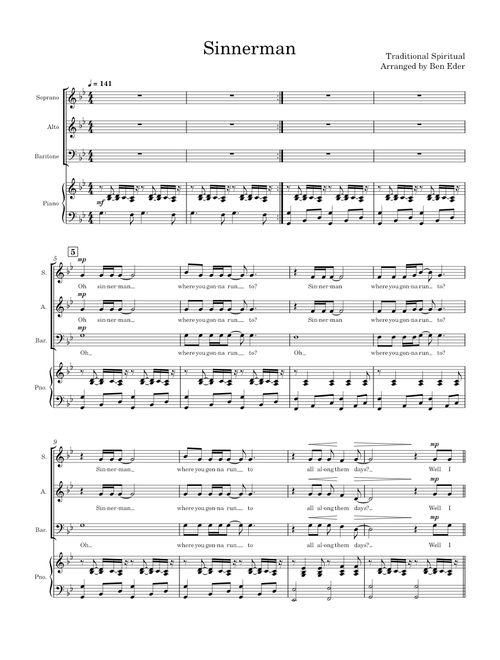 Sinnerman – Arranged by Ben Eder