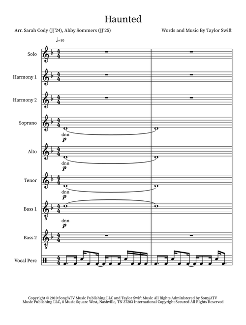 Haunted (Arr. Abby Sommers (JJ'25)) - Taylor Swift (Choral, SSAA)