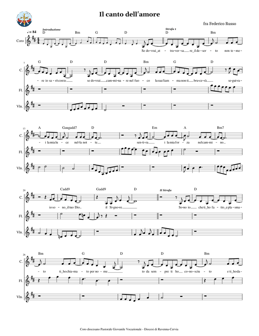 Il canto dell'amore Sheet music for Flute, Violin (Mixed Duet) Il canto dell'amore Sheet music for Flute, Violin (Mixed Duet)